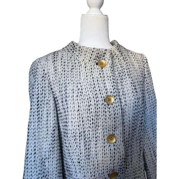 VICTOR ALFARO 100% Wool Textured Round Collar Blazer jacket , size  14 - Picture 3 of 5